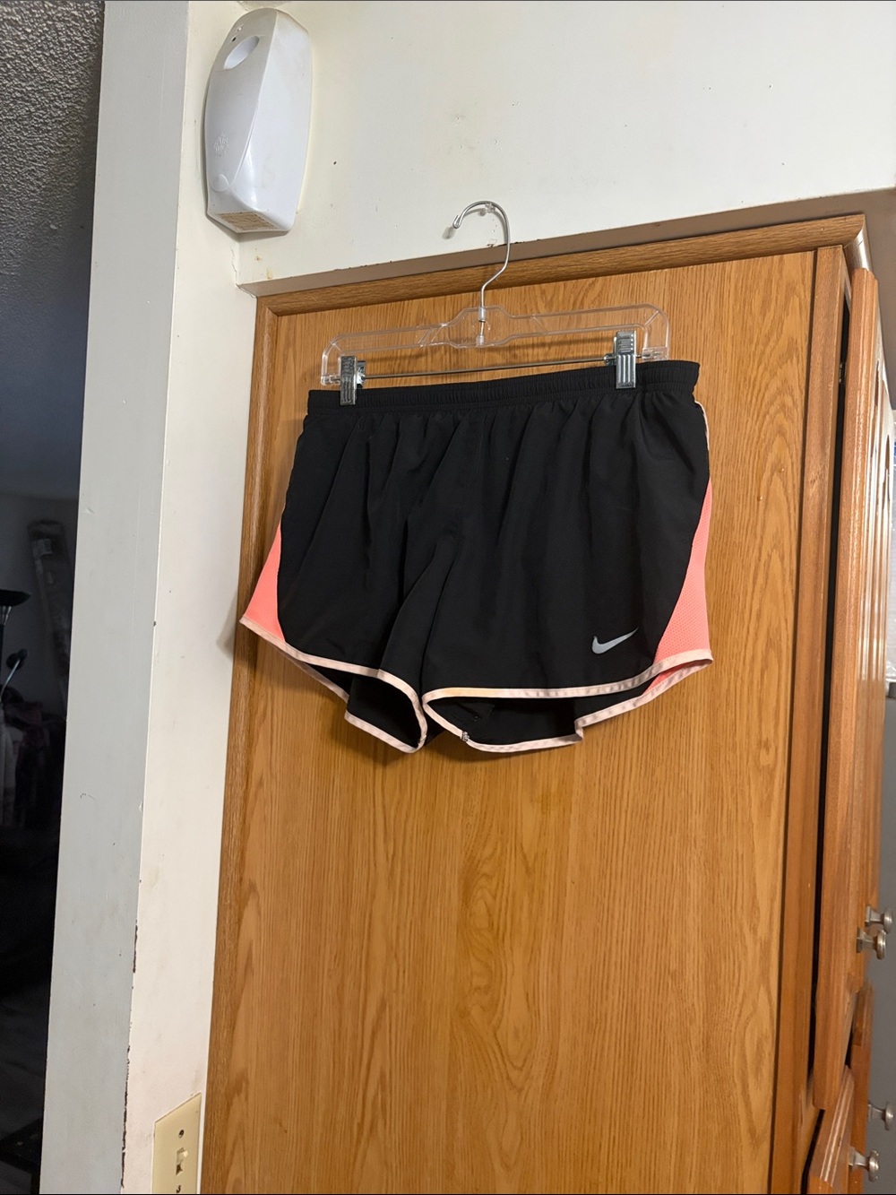 Nike Black Athletic Shorts with Coral Pink Side Panels